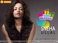 wish you happy birthday, sneha ullal, hot and sexy look in black sleeve less shirt with curly hairstyle