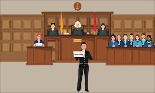 A disability lawyer representing a disabled person in court