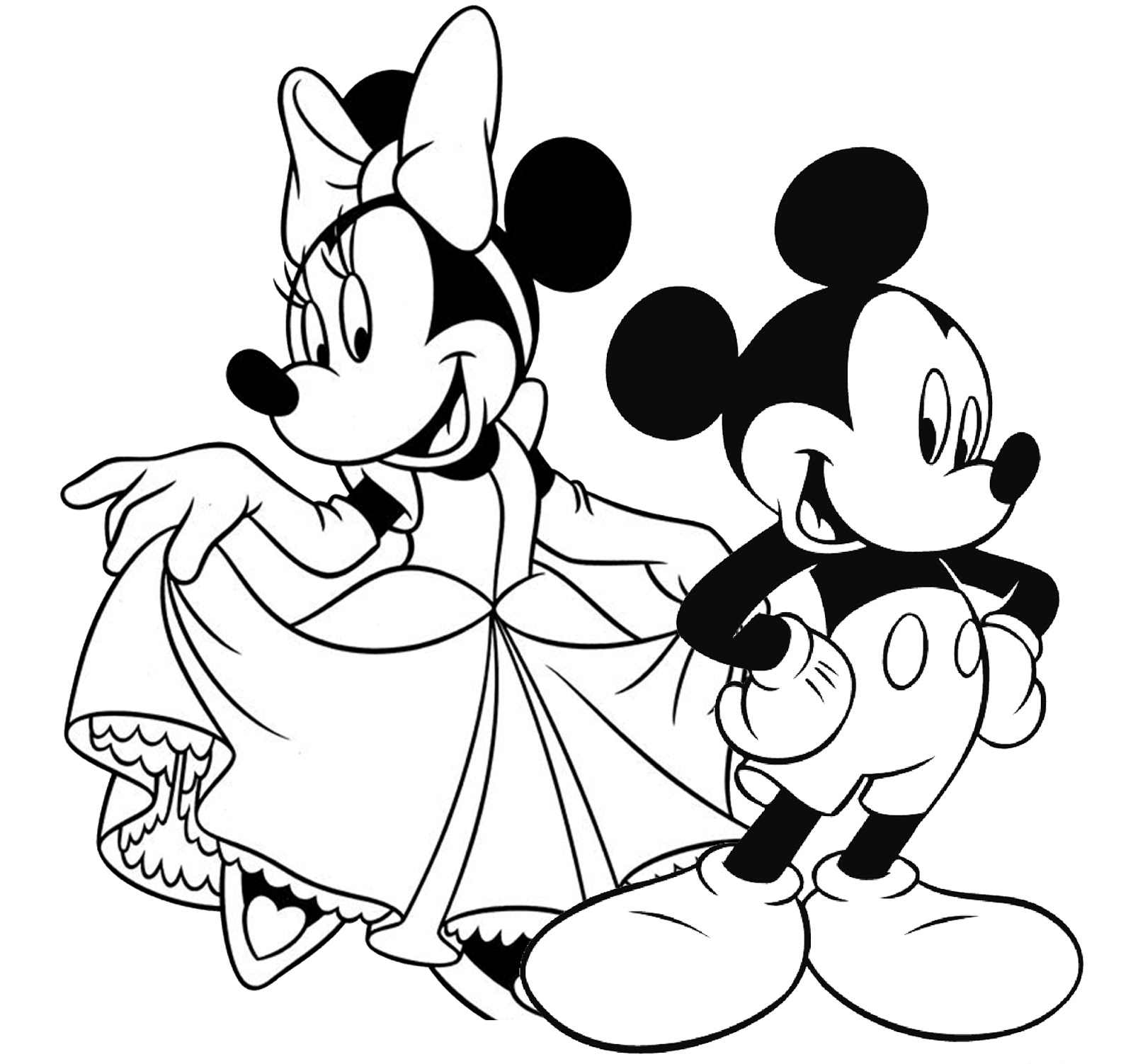 Belajar mewarnai gambar mickey mouse dan minnie mouse 