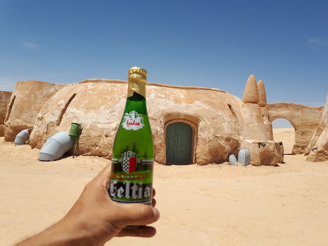 Celtia beer at Star wars planet tatouine, Mos Espa in Tunisia desert