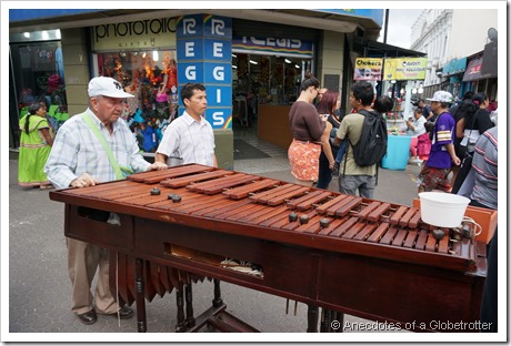 Man Pushing his Xylophone