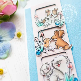 Sunny Studio Stamps: Puppy Parents Window Trio Square Dies Mother's Day Card by Mona Toth