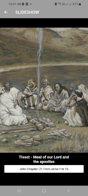 e) Tissot - Meal of our Lord and the apostles by the sea of Tiberias John 21: 1-15