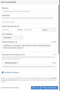 Isi form pembuatan lowongan kerja