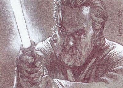 Jedi Master (Pencil study) ACEO Sketch Card by Jeff Lafferty