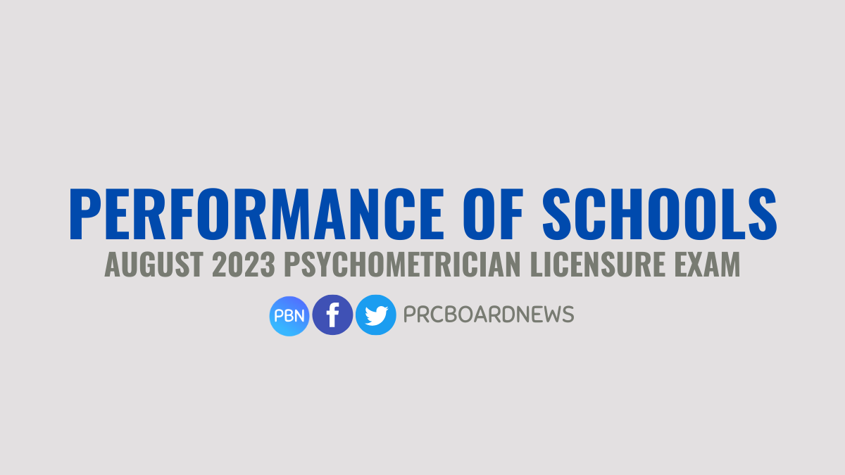 PERFORMANCE OF SCHOOLS: August 2023 Psychometrician board exam result