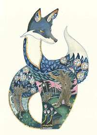 12-Fox-at-Night-Daniel-Mackie-Flora-and-Fauna-Watercolour-illustrations-www-designstack-co