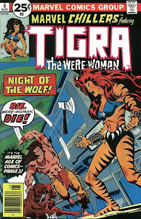 Cover of Marvel Chillers #6 featuring Tigra the Were-Woman art by Richard F. Buckler and Mike Esposito