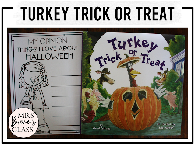 Turkey Trick or Treat book activities unit with printables, literacy companion activities, reading worksheets, and a craft for Halloween in Kindergarten and First Grade