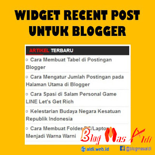 Widget Recent Post untuk Blogger