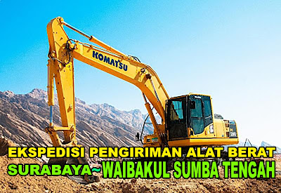 JASA EKSPEDISI PENGIRIMAN ALAT BERAT TOWER CRANE MOBIL CRAWLER  CRANE BULDOSER EXCAVATOR KOMATSU PC200 300 KOBELCO SK200 CATERPILLAR CAT320 HITACHI ZX200 SURABAYA MAKASSAR SURABAYA KE WAIBAKUL SUMBA TENGAH NUSA TENGGARA TIMUR MURAH