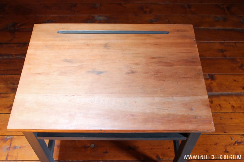 "DIY Refurbished Vintage School Desk, Graphite Chalk Paint | on the creek blog // www.onthecreekblog.com