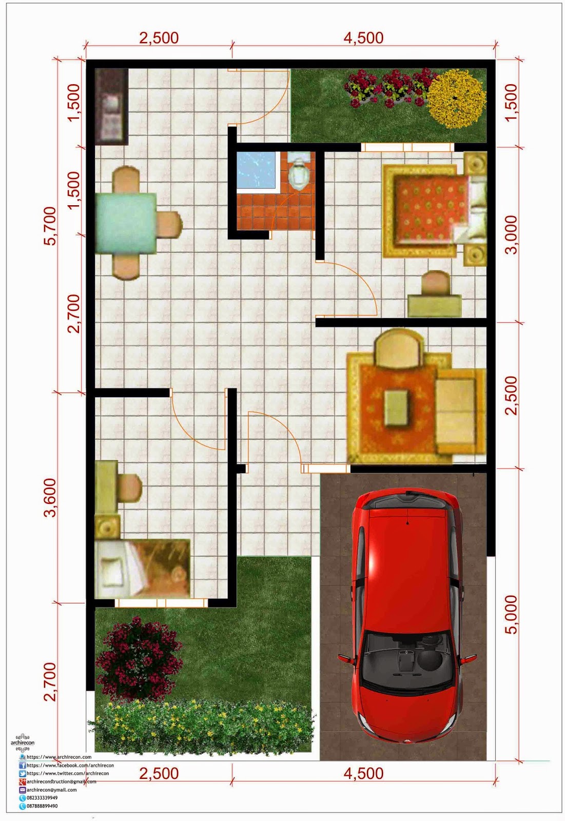 RUMAH MINIMALIS DI PEPELEGI WAGE Archirecon