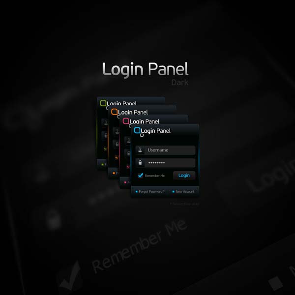 Black User Interface Kit PSD for Web Design