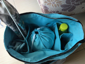 Properly organized rhythmic gymnastics apparatus in a bag