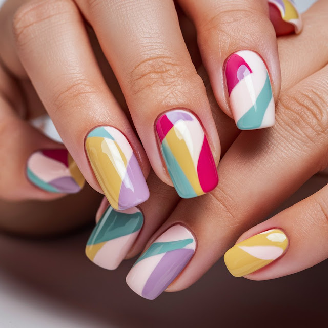Abstract Color Blocks nails