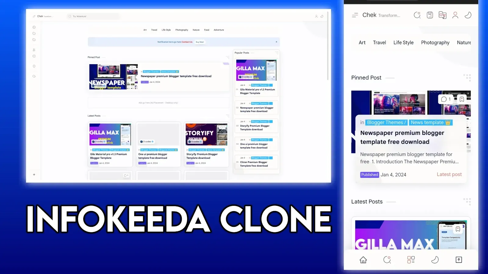 Infokeeda clone blogger template