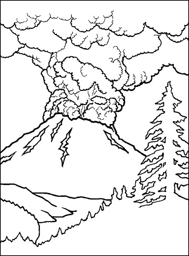 Mewarnai Gambar Gunung Merapi Untuk Anak