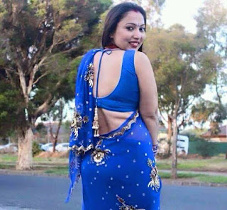 Indian house wife backless blouse photo
