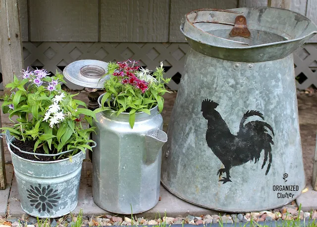 More Garden Junk Stencils #oldsignstencils #stencil #junkgarden #gardenjunk #galvanized #flowergarden #containergarden #signs #rusticgarden