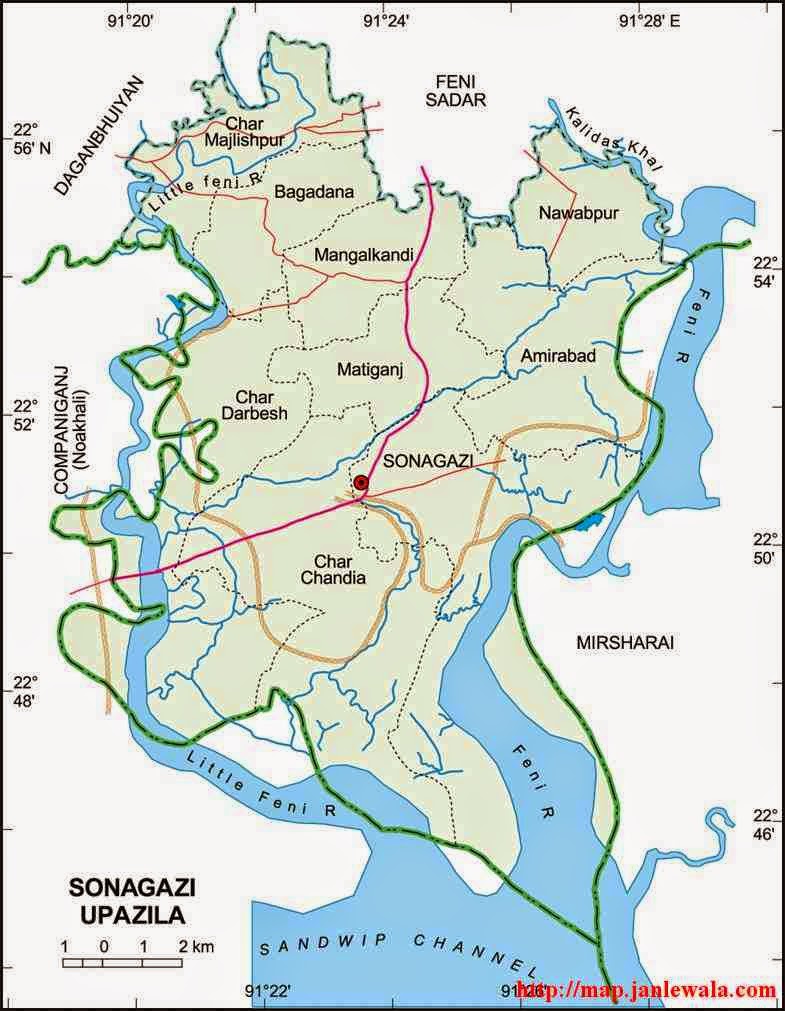 sonagazi upazila map of bangladesh