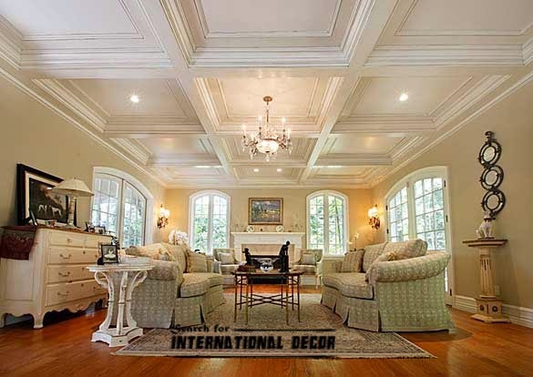 Coffered ceiling for luxurious interior