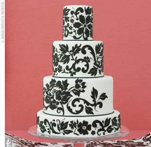 white and black wedding cakes