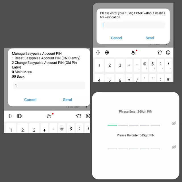 how to change easypaisa pin code