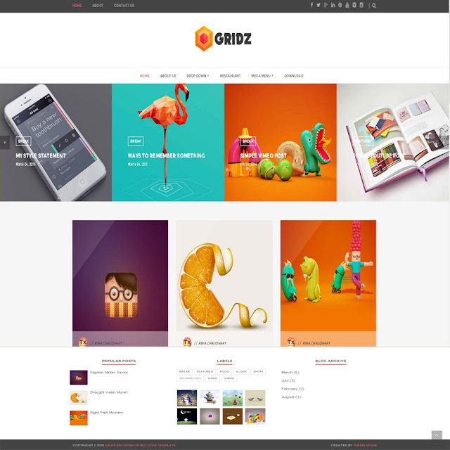 Gridz Fashion Blogger Template Free Download