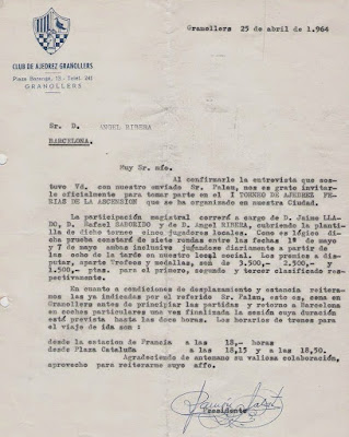 Carta del presidente Ramon Salat i Pous enviada a Àngel Ribera