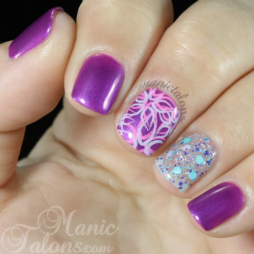 Cuccio Grape to See You with A Star is Born and stamping nail art
