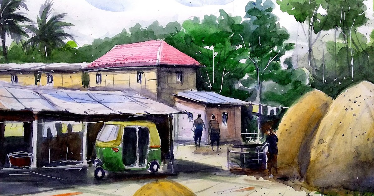 Rural life painting by Aliya Ahmed