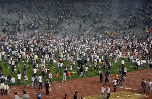 Zamalek fans invade the pitch during a African Champions League match against Club Africain