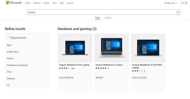 لابتوبات هواوي تعود إلى متجر مايكروسوفت