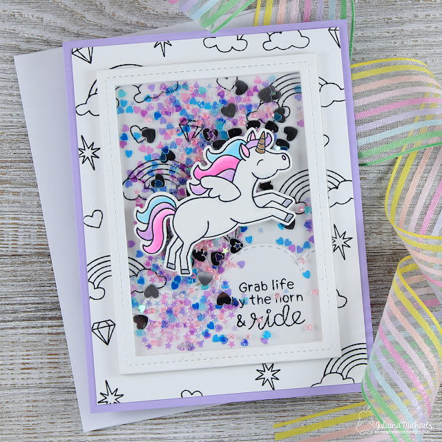 Unicorn Shaker Card by Juliana Michaels featuring Newton's Nook Designs Believe In Unicorns Stamp Set
