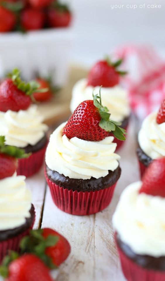 Chocolate Strawberry Cheesecake Cupcakes with chocolate ganache, yum! My new favorite cupcakes!