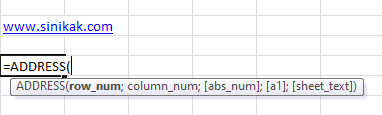 FUNGSI ADDRESS PADA EXCEL