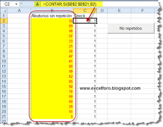 Aleatorios sin repetición con macros en Excel.