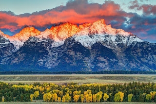 Unspoiled Nature and Snowy Peaks in The Teton Range, USA