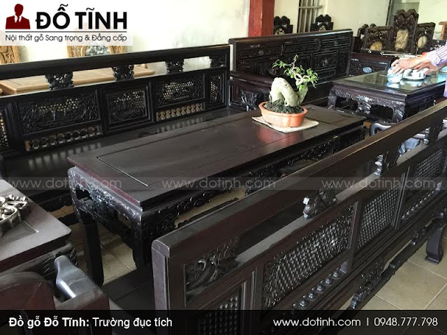 Bộ trường kỷ Huế đục tích gỗ gụ mật 29tr300