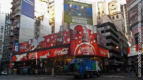 Litter Service "Cliba" crossing the intersection Calle Florída and Avenida Corrientes aka Broadway of Buenos Argentina