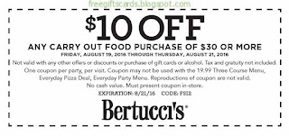 Free Printable Bertucci's Restaurant Coupons