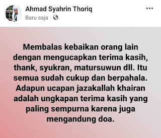 Jazakallah dan Cara Membalasnya