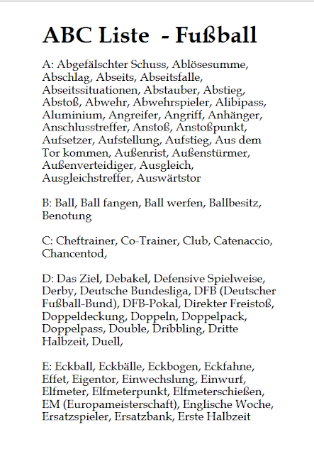 Ausarbeitung in PDF-Datei: Abc Liste - Fussball