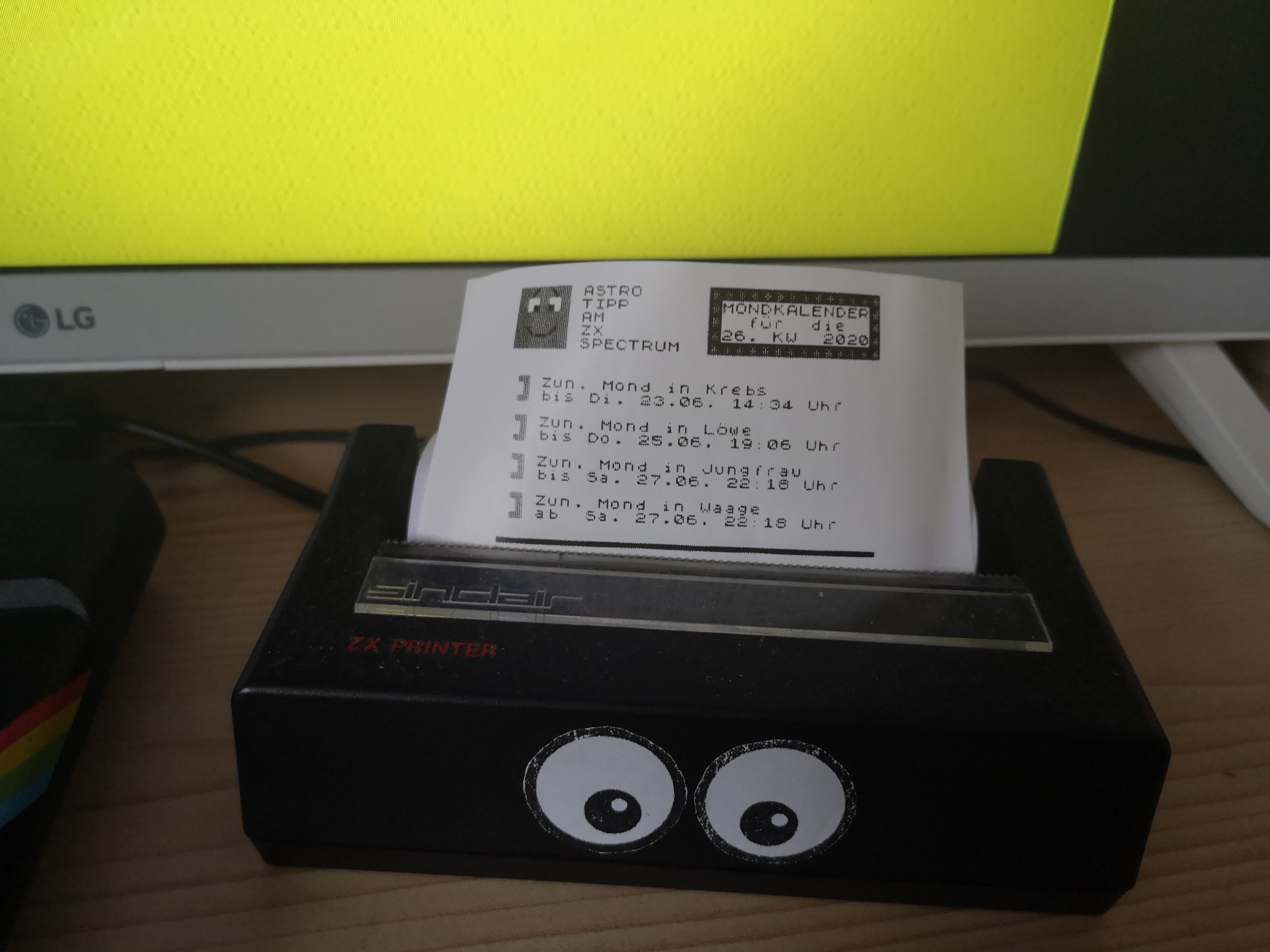 Mondkalender - Ausdruck am ZX Printer