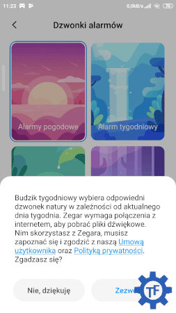 MIUI 11 Funkcja Budzik Tygodniowy