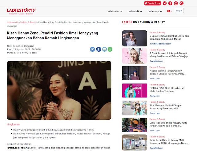 Kisah Hanny Zeng, Pendiri Fashion Jims Honey yang Menggunakan Bahan Ramah Lingkungan
