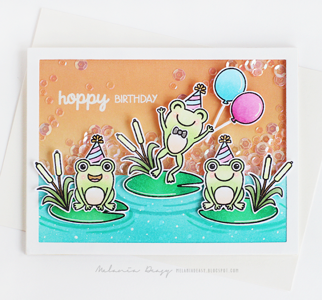 Sunny Studio Stamps: Froggy Friends Frog Shaker Birthday Card by Melania Deasy