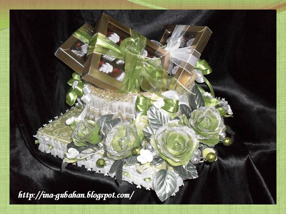 Gubahan Hantaran: Gubahan Hantaran Hijau & Putih