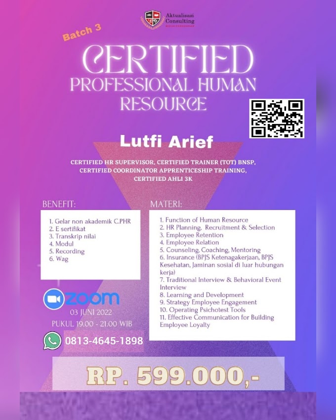 WA.0813-4645-1898 | Certified Professional Human Resource (CPHR) Batch 3 Tanggal 3 Juni 2022